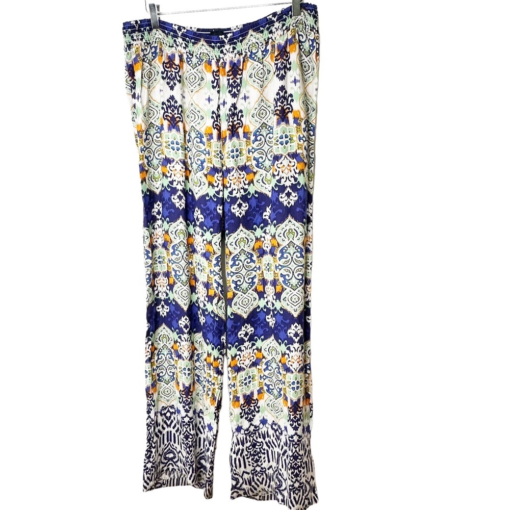 Saks Fifth Avenue Wide Leg Blue Flowy Palazzo Pants XL